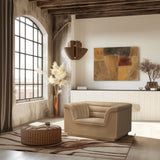 Cascade Chair - Modern Boucle Fabric Seating with Curved Arms and Deep Channel Tufting for Comfort