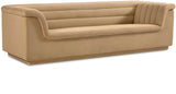 Cascade Boucle Fabric Sofa - Modern Elegance with Curved Arms and Deep Channel Tufting for Comfort