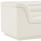 Cascade Chair - Modern Boucle Fabric Seating with Curved Arms and Deep Channel Tufting for Comfort