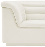 Cascade Chair - Modern Boucle Fabric Seating with Curved Arms and Deep Channel Tufting for Comfort