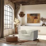 Cascade Chair - Modern Boucle Fabric Seating with Curved Arms and Deep Channel Tufting for Comfort