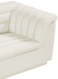 Cascade Chair - Modern Boucle Fabric Seating with Curved Arms and Deep Channel Tufting for Comfort