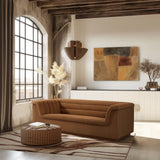 Cascade Boucle Fabric Sofa - Modern Elegance with Curved Arms and Deep Channel Tufting for Comfort