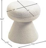 Drum Ottoman - Plush Faux Shearling Teddy Fabric Stool with Tapered Base for Stylish Comfort