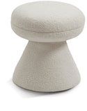 Drum Ottoman - Plush Faux Shearling Teddy Fabric Stool with Tapered Base for Stylish Comfort