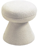 Drum Ottoman - Plush Faux Shearling Teddy Fabric Stool with Tapered Base for Stylish Comfort