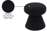 Drum Ottoman - Plush Faux Shearling Teddy Fabric Stool with Tapered Base for Stylish Comfort