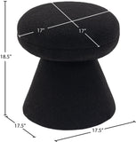 Drum Ottoman - Plush Faux Shearling Teddy Fabric Stool with Tapered Base for Stylish Comfort