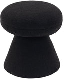 Drum Ottoman - Plush Faux Shearling Teddy Fabric Stool with Tapered Base for Stylish Comfort