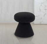 Drum Ottoman - Plush Faux Shearling Teddy Fabric Stool with Tapered Base for Stylish Comfort