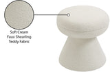 Drum Ottoman - Plush Faux Shearling Teddy Fabric Stool with Tapered Base for Stylish Comfort