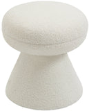 Drum Ottoman - Plush Faux Shearling Teddy Fabric Stool with Tapered Base for Stylish Comfort