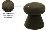 Drum Ottoman - Plush Faux Shearling Teddy Fabric Stool with Tapered Base for Stylish Comfort