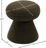 Drum Ottoman - Plush Faux Shearling Teddy Fabric Stool with Tapered Base for Stylish Comfort