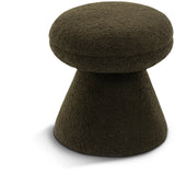 Drum Ottoman - Plush Faux Shearling Teddy Fabric Stool with Tapered Base for Stylish Comfort