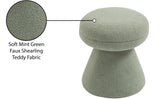 Drum Ottoman - Plush Faux Shearling Teddy Fabric Stool with Tapered Base for Stylish Comfort
