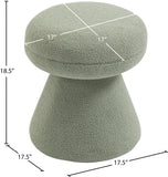Drum Ottoman - Plush Faux Shearling Teddy Fabric Stool with Tapered Base for Stylish Comfort