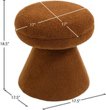Drum Ottoman - Plush Faux Shearling Teddy Fabric Stool with Tapered Base for Stylish Comfort