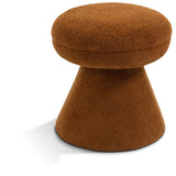 Drum Ottoman - Plush Faux Shearling Teddy Fabric Stool with Tapered Base for Stylish Comfort