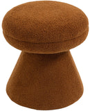 Drum Ottoman - Plush Faux Shearling Teddy Fabric Stool with Tapered Base for Stylish Comfort