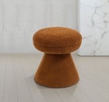 Drum Ottoman - Plush Faux Shearling Teddy Fabric Stool with Tapered Base for Stylish Comfort