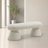 Drum Stylish Faux Shearling Teddy Fabric Bench – Contemporary Comfort for Any Room Décor Upgrade