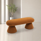 Drum Stylish Faux Shearling Teddy Fabric Bench – Contemporary Comfort for Any Room Décor Upgrade