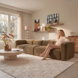Philo Performance Velvet Low Profile Modular Sectional Sofa (Loveseat+Ottoman)