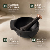 Enameled Cast Iron Mortar & Pestle Set, 2-Cup