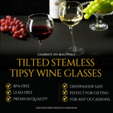 Tipsy Wine Glasses Set of 2 - 15.5OZ Unique Tilted Stemless Wine Glasses