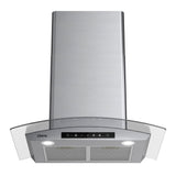 CIARRA 30 inch Glass Wall Mount Range Hood, 650 CFM 3-Speed Extraction, Wave & Touch Control Kitchen Hood CAS75502-N-OW
