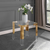 Casper Contemporary End Table with Clear Glass Top and Stylish Acrylic Feet for Elegant Living Spaces