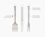 GrillOut™ 3-Piece Stainless-Steel BBQ Turner, Tongs & Fork Set