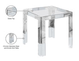 Casper Contemporary End Table with Clear Glass Top and Stylish Acrylic Feet for Elegant Living Spaces