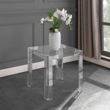 Casper Contemporary End Table with Clear Glass Top and Stylish Acrylic Feet for Elegant Living Spaces