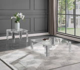 Casper Contemporary End Table with Clear Glass Top and Stylish Acrylic Feet for Elegant Living Spaces