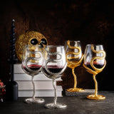 Stemmed Snake Wine Glass | Set of 2 | 19oz Spooky Reptile Glasses 10" H (Silver)
