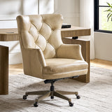 Jacinto Genuine Leather Office Chair-BEIGE