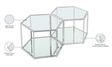 Sei Glass Modular Coffee Table with Mirrored Base - Elevate Your Space with Stylish Versatility!