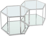 Sei Glass Modular Coffee Table with Mirrored Base - Elevate Your Space with Stylish Versatility!