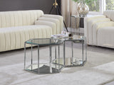 Sei Glass Modular Coffee Table with Mirrored Base - Elevate Your Space with Stylish Versatility!