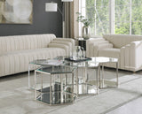 Sei Glass Modular Coffee Table with Mirrored Base - Elevate Your Space with Stylish Versatility!