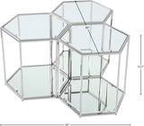 Sei Glass Contemporary End Table - Modular Design with Mirrored Base for Stylish Space Solutions