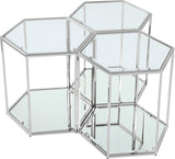 Sei Glass Contemporary End Table - Modular Design with Mirrored Base for Stylish Space Solutions