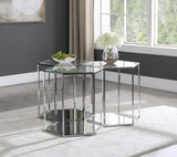 Sei Glass Contemporary End Table - Modular Design with Mirrored Base for Stylish Space Solutions