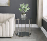 Sei Glass Contemporary End Table - Modular Design with Mirrored Base for Stylish Space Solutions
