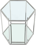 Sei Glass Contemporary End Table - Modular Design with Mirrored Base for Stylish Space Solutions