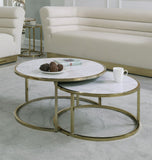 Massimo Nesting Coffee Table Set - Stylish Faux Marble & Gold Steel for Contemporary Living Spaces