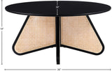 Butterfly Coffee Table - Elegant Mid-Century Design with Oak Veneer Top and Natural Cane Bottom Accent