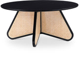 Butterfly Coffee Table - Elegant Mid-Century Design with Oak Veneer Top and Natural Cane Bottom Accent